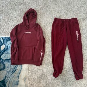 Burgundy Hollister Hoodie and Sweatpants Set